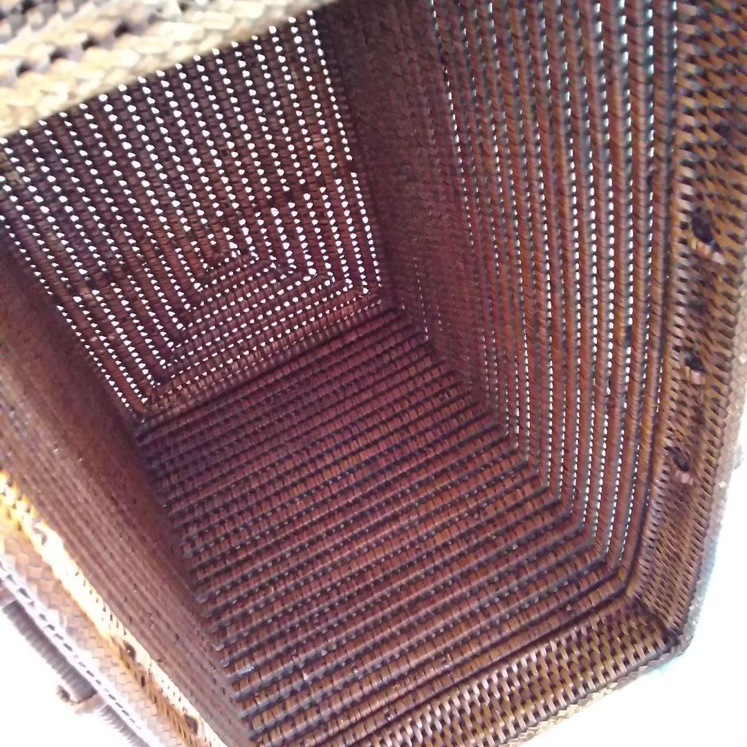 年代不明！両ハンドルかご！籐籠竹籠 竹細工 竹編みカゴ 小物入れ！経年美品！
