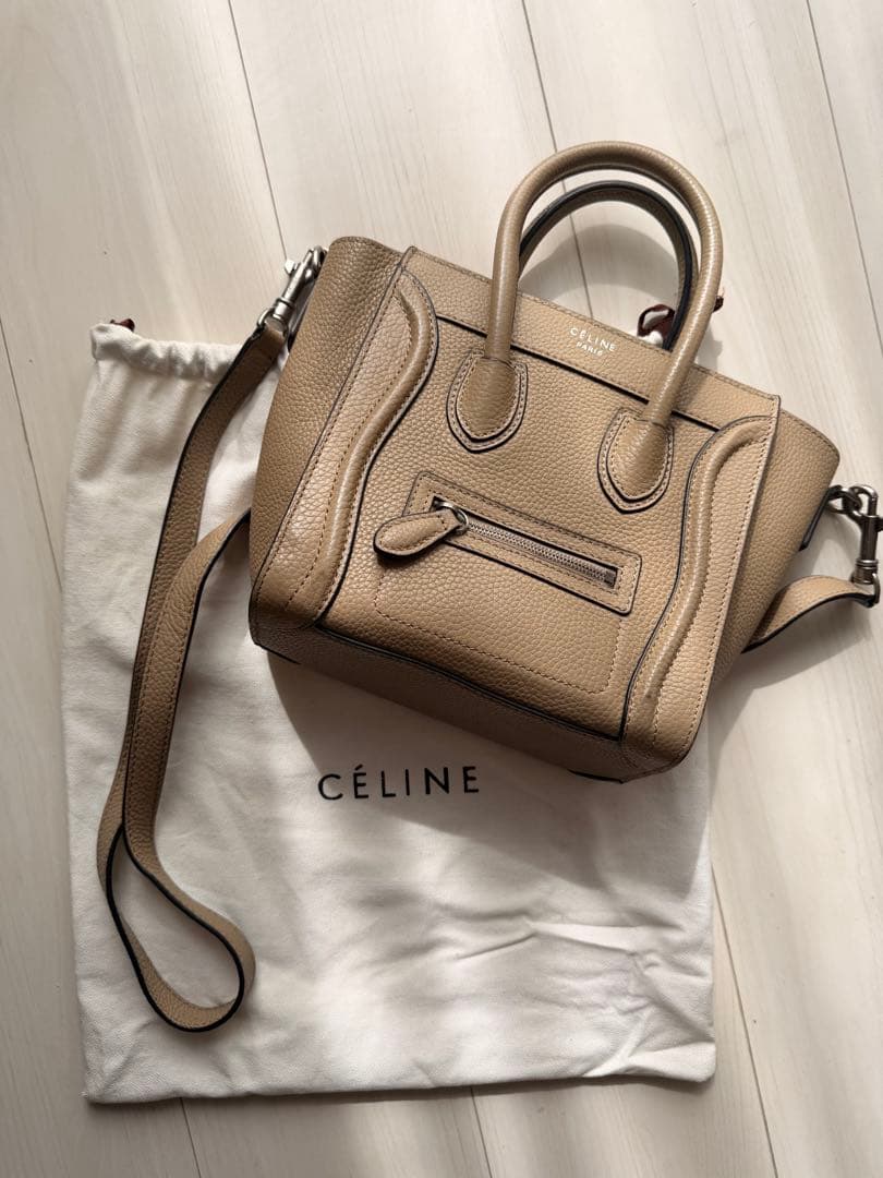 CÉLINE ラゲージ　マイクロトート　ハンドバッグ　ベージュ系