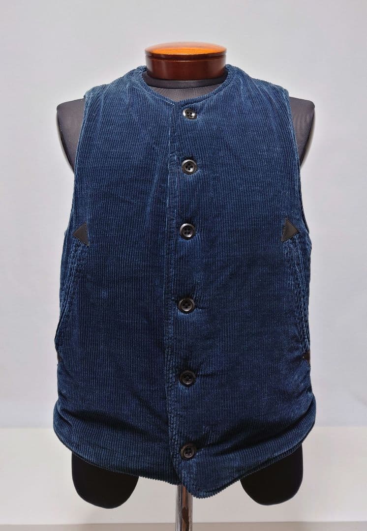 美品✨45RPM コーデュロイ ボア ベスト ネイビー ブラック 馬革使用 3