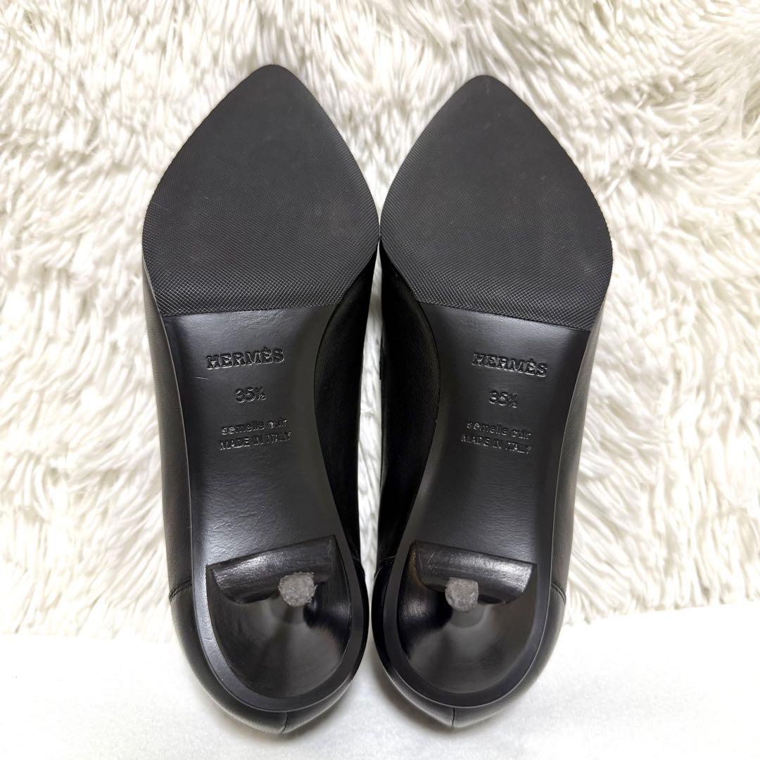 エルメス ポインテッドトゥ ヒール ローファー パンプス グロリアス 35.5