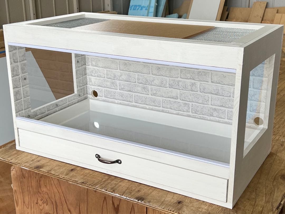 新品　送料込　木製ケージ　引出し付　ハリネズミ　ハムスター　小動物　カスタムに！