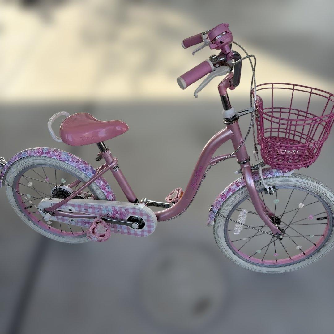 【引取限定】メゾピアノ子供用自転車 　18インチ　アサヒ限定ピンク　ヘルメット