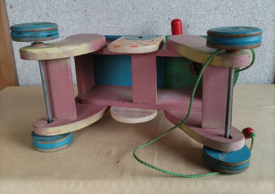 レトロ　木製玩具　犬手引き車