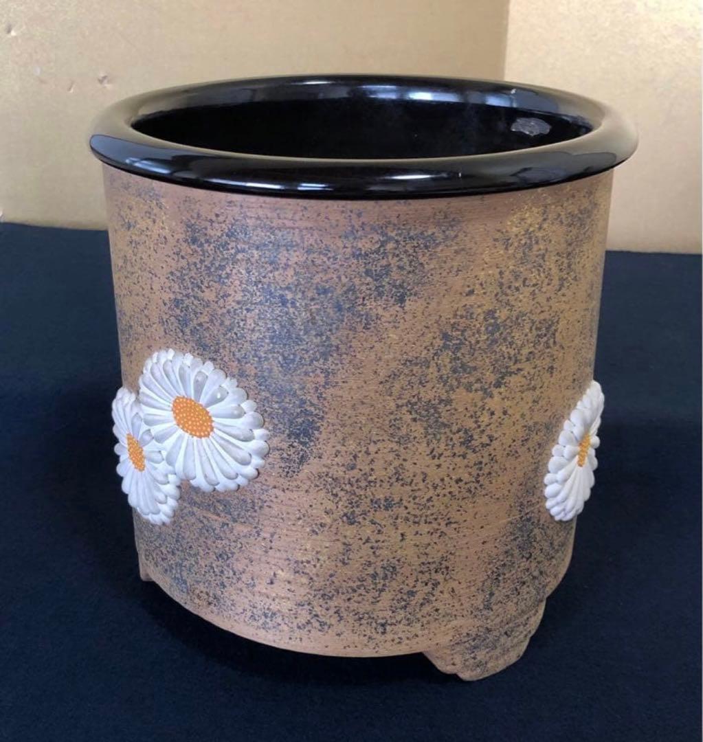 《R》茶道具 菊置上 火鉢 火入 手炙 灰入 木箱　260109き2