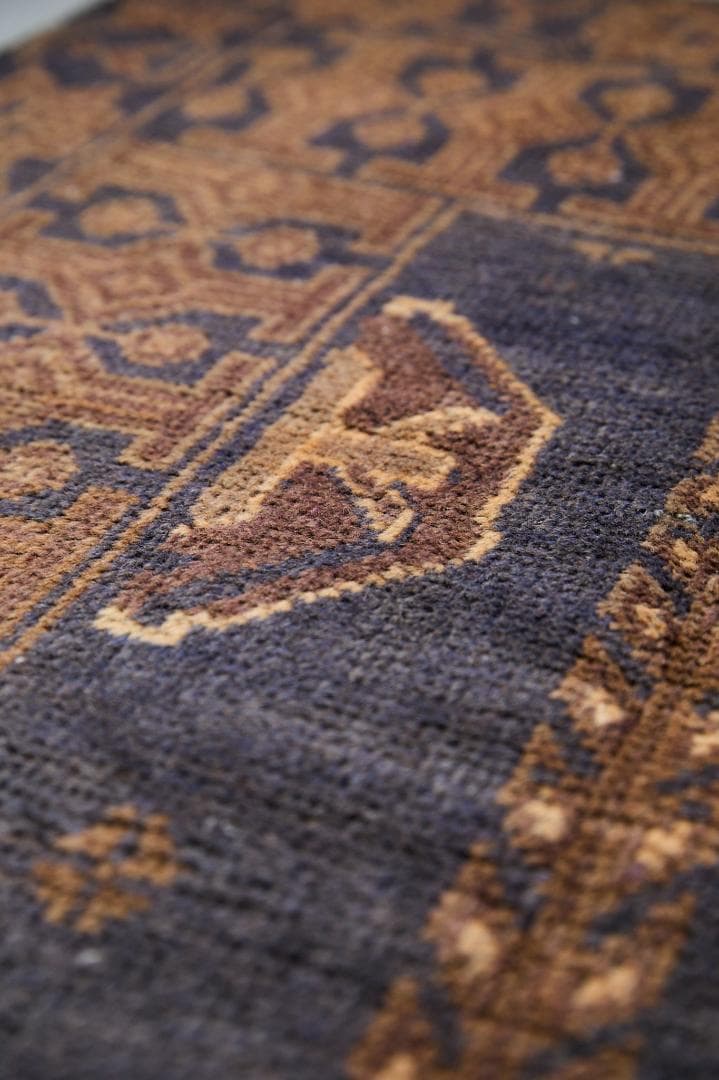 ヴィンテージラグ　トライバルラグ　バルーチ族（205×102cm）茶・濃茶・紺