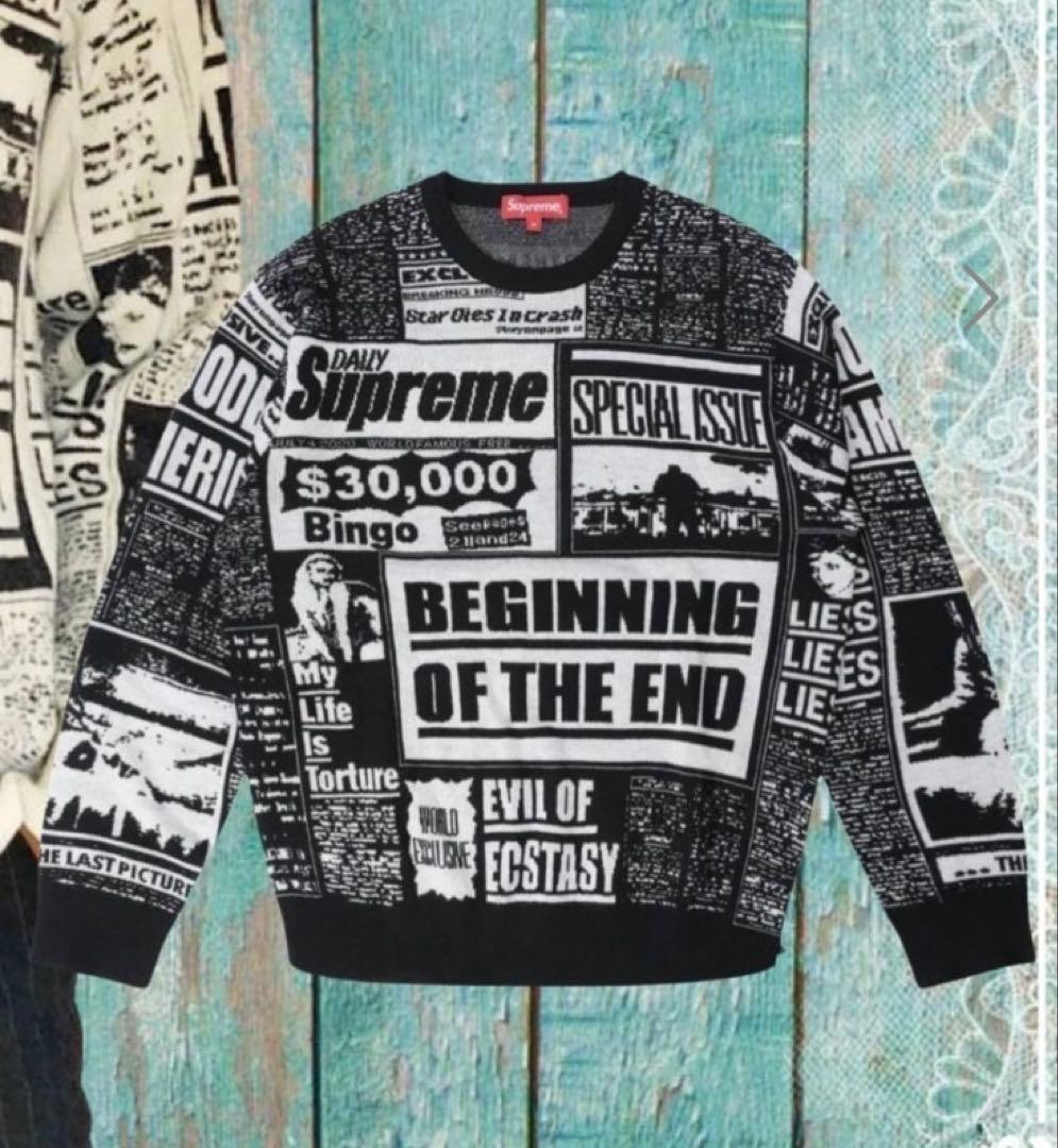 【希少】supreme/シュプリーム/newsprint sweater M
