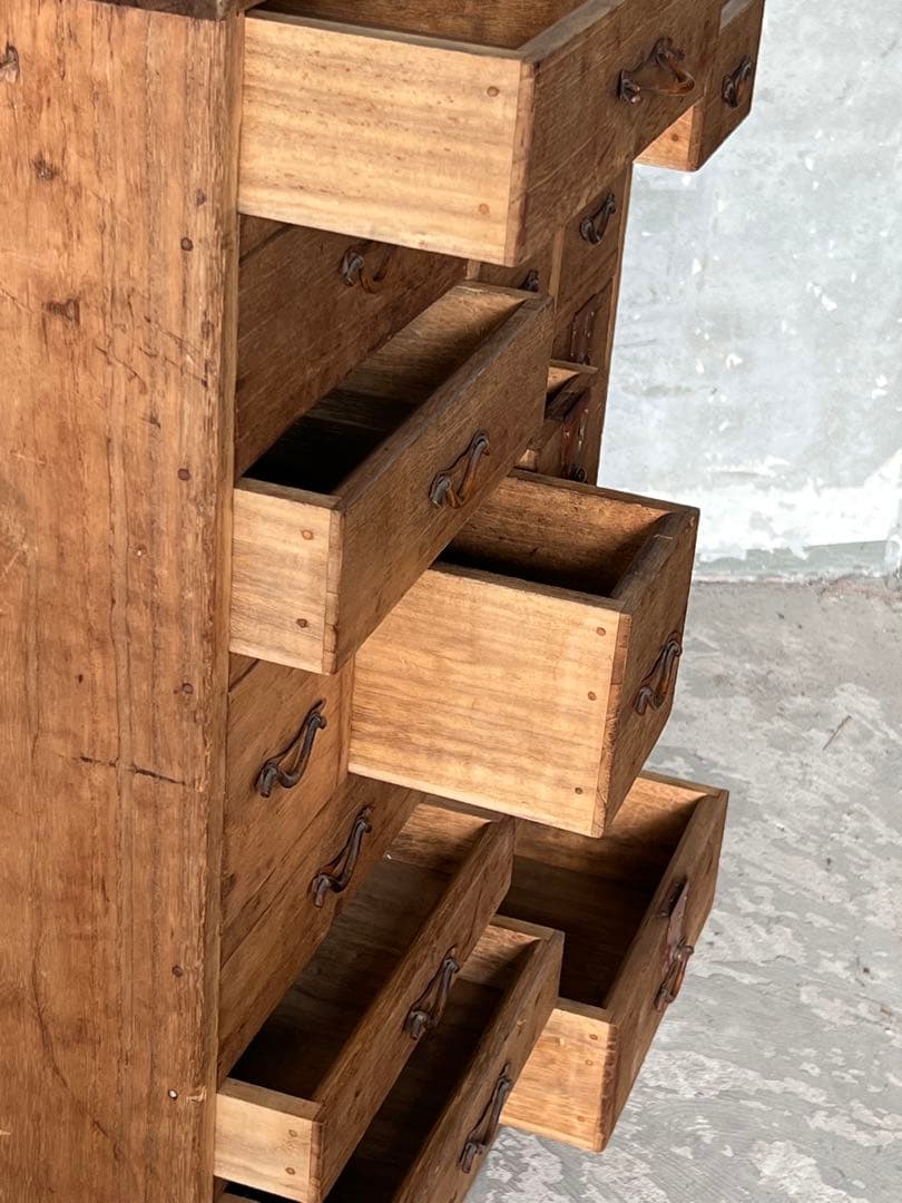 明治時代『 25杯抽斗　薬箪笥 』 和箪笥／ドロワー飾り棚 アトリエ 什器 侘寂