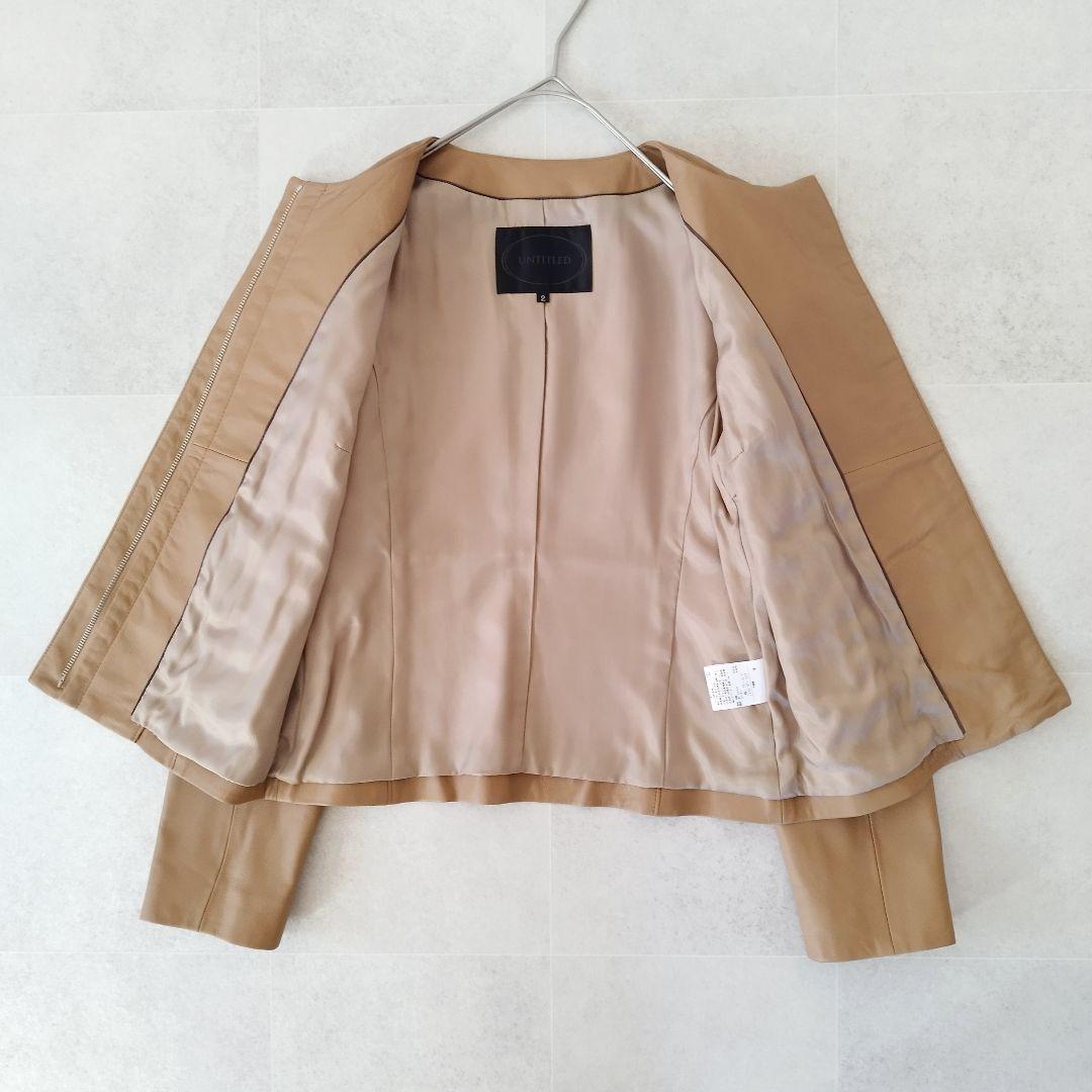 美品！ アンタイトル ライダースジャケット ラムレザー ノーカラー