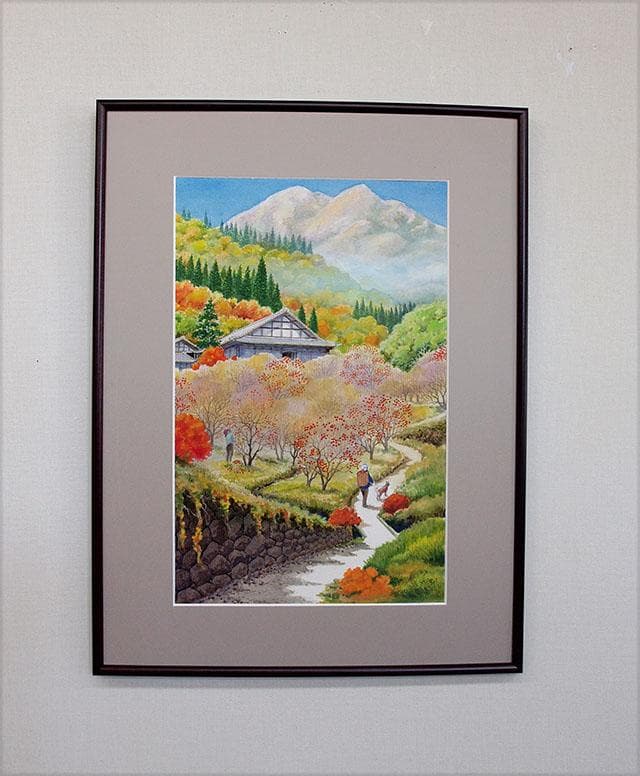 水彩画「南飛騨の秋」