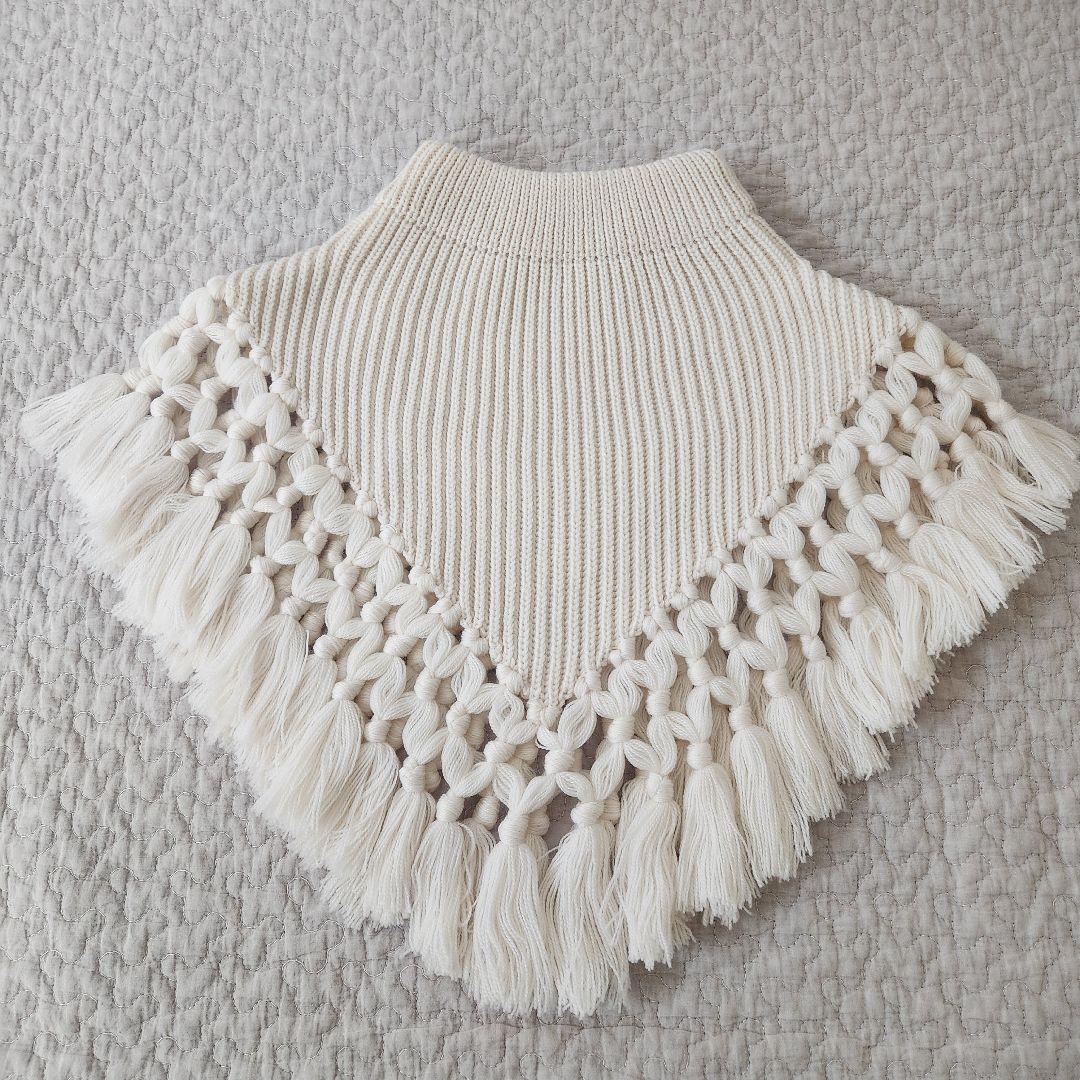 美品★HYKE　ネックウォーマー　ウール　つけ襟　付け襟　フリンジ