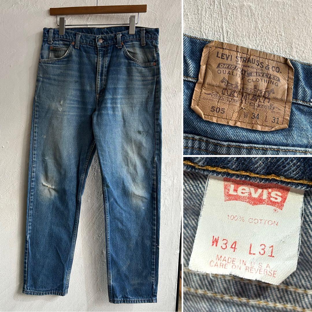 90S USA製 LEVI'S 505 オレンジタブ デニムパンツ 34 ヒゲ