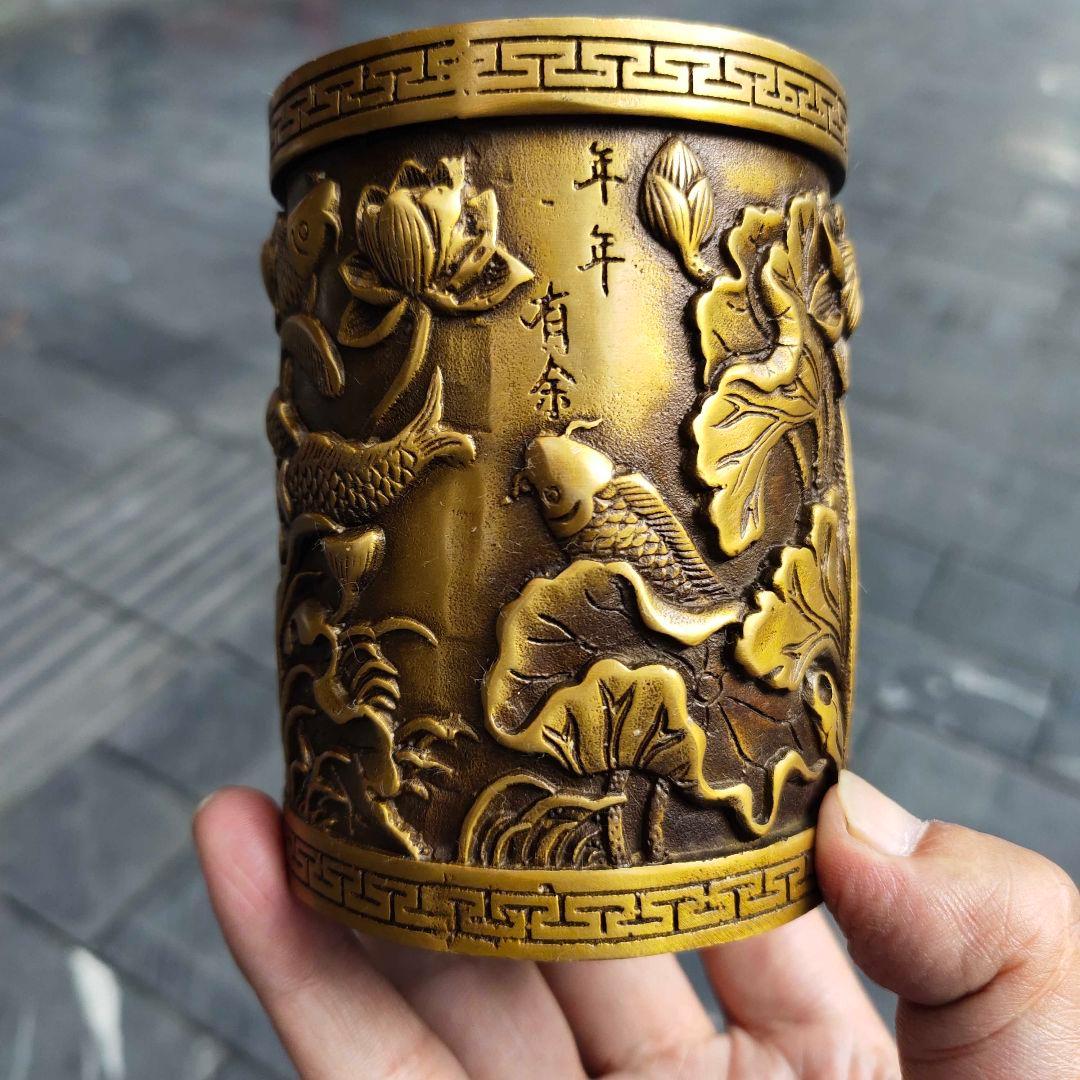 銅器 筆箱 文房具 蓮花筆箱 装飾品 工芸品 置物