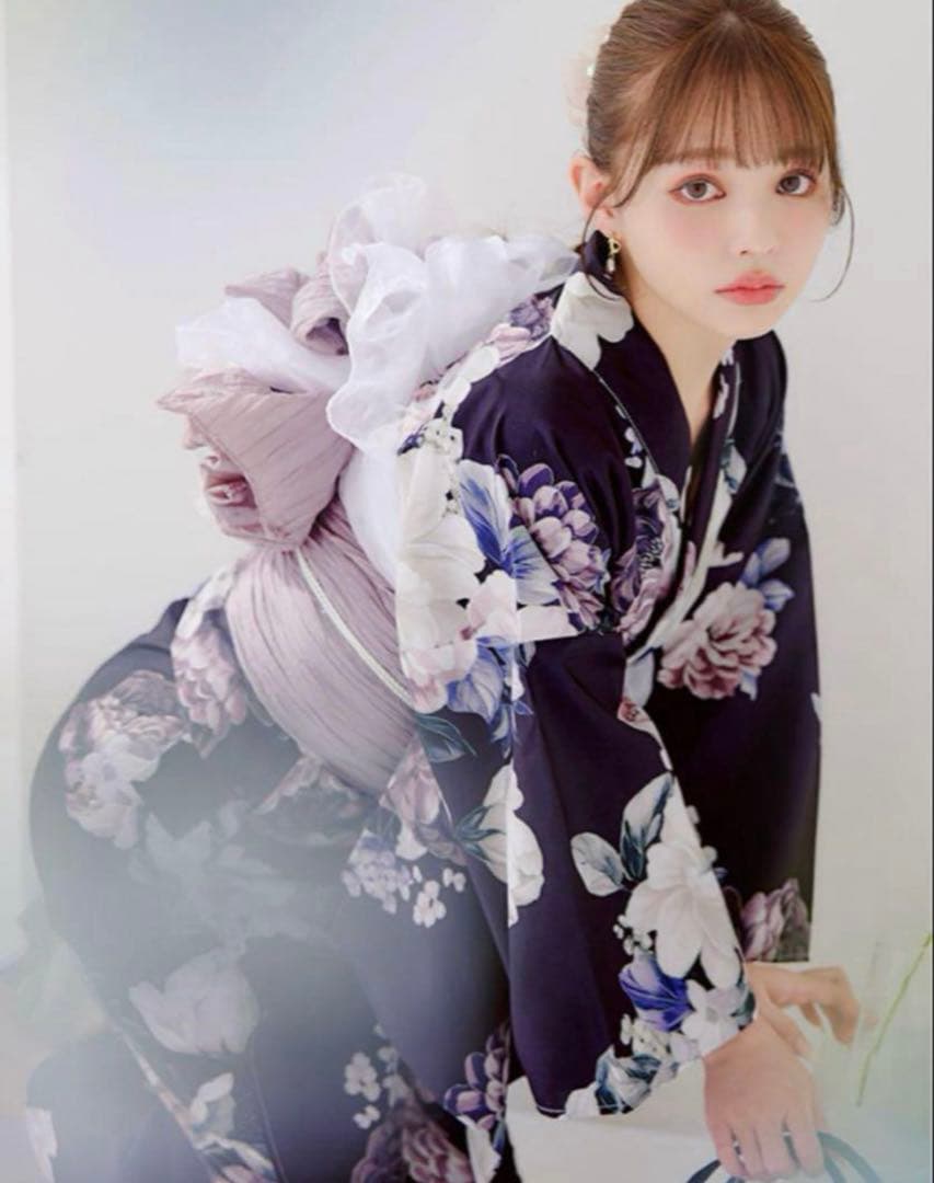 クラシカルフラワーブーケ浴衣 sugar nine 帯飾り 平児帯付き