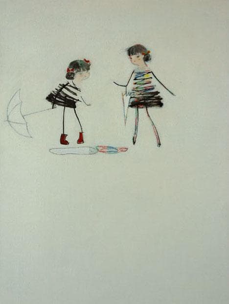 油絵 絵 絵画 インテリア F4-040314 人物 可愛い子供たち 雨上がり