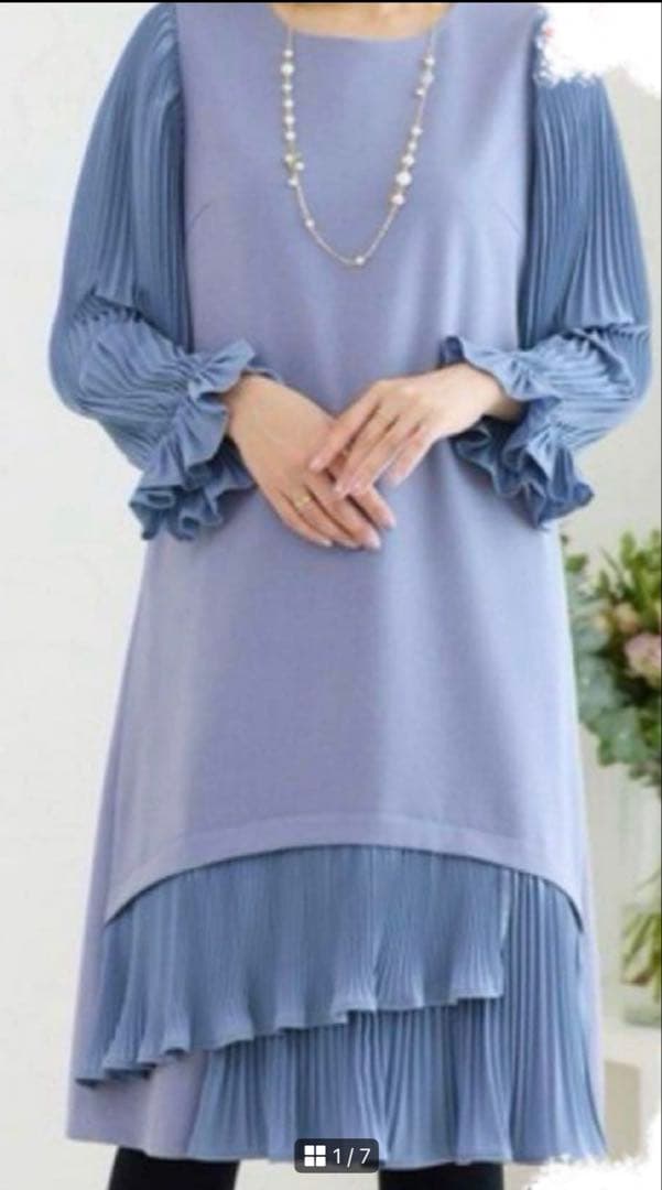 新品　未使用　秋冬　ローズティアラ　プリーツ　切替　ワンピース　46