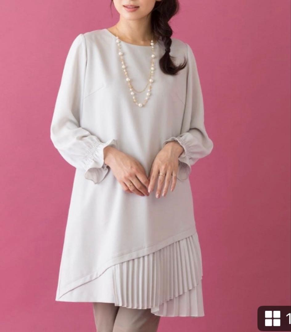 新品　未使用　秋冬　ローズティアラ　プリーツ　切替　ワンピース　46