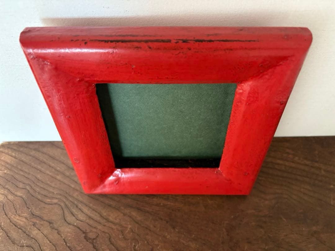 松崎融　朱漆塗　額縁　漆塗り　漆器