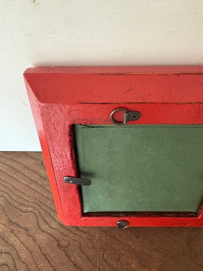 松崎融　朱漆塗　額縁　漆塗り　漆器