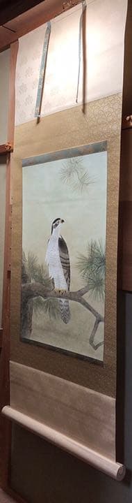 久保吉郎　鷹　掛け軸　掛軸　共箱あり　二重箱 27