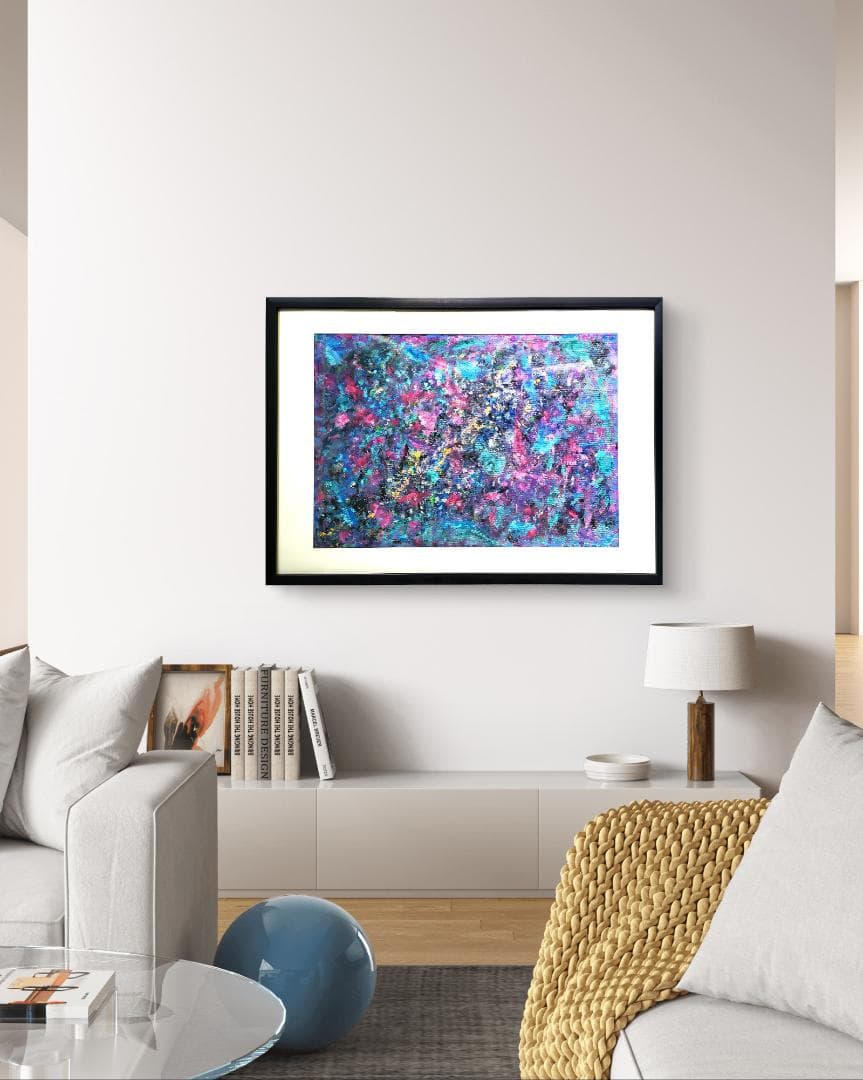 ミルキーウェイ/ 抽象画 77×56㎝ B2額縁セット 原画限り インテリア