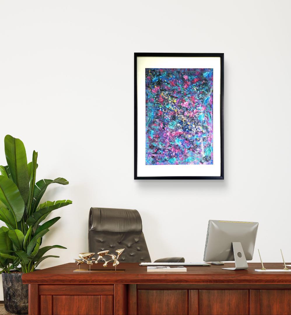 ミルキーウェイ/ 抽象画 77×56㎝ B2額縁セット 原画限り インテリア