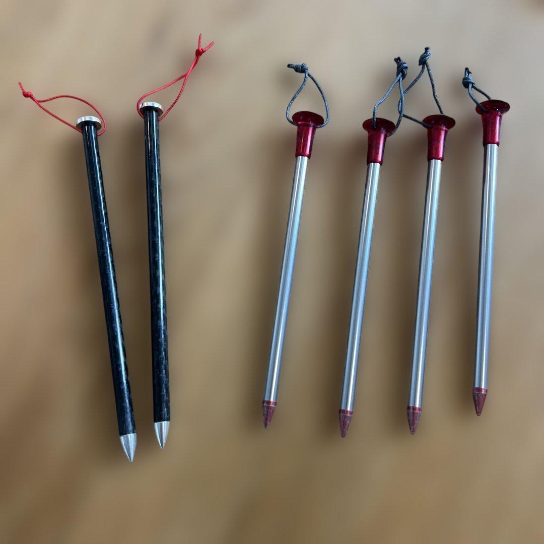 超軽量カーボンペグ　6本　msrとzpacks 未使用と一度使用