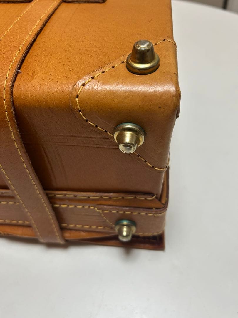 アサヒビール 本革 ミニトランク 旅行バッグ 5KJ98 アンティーク