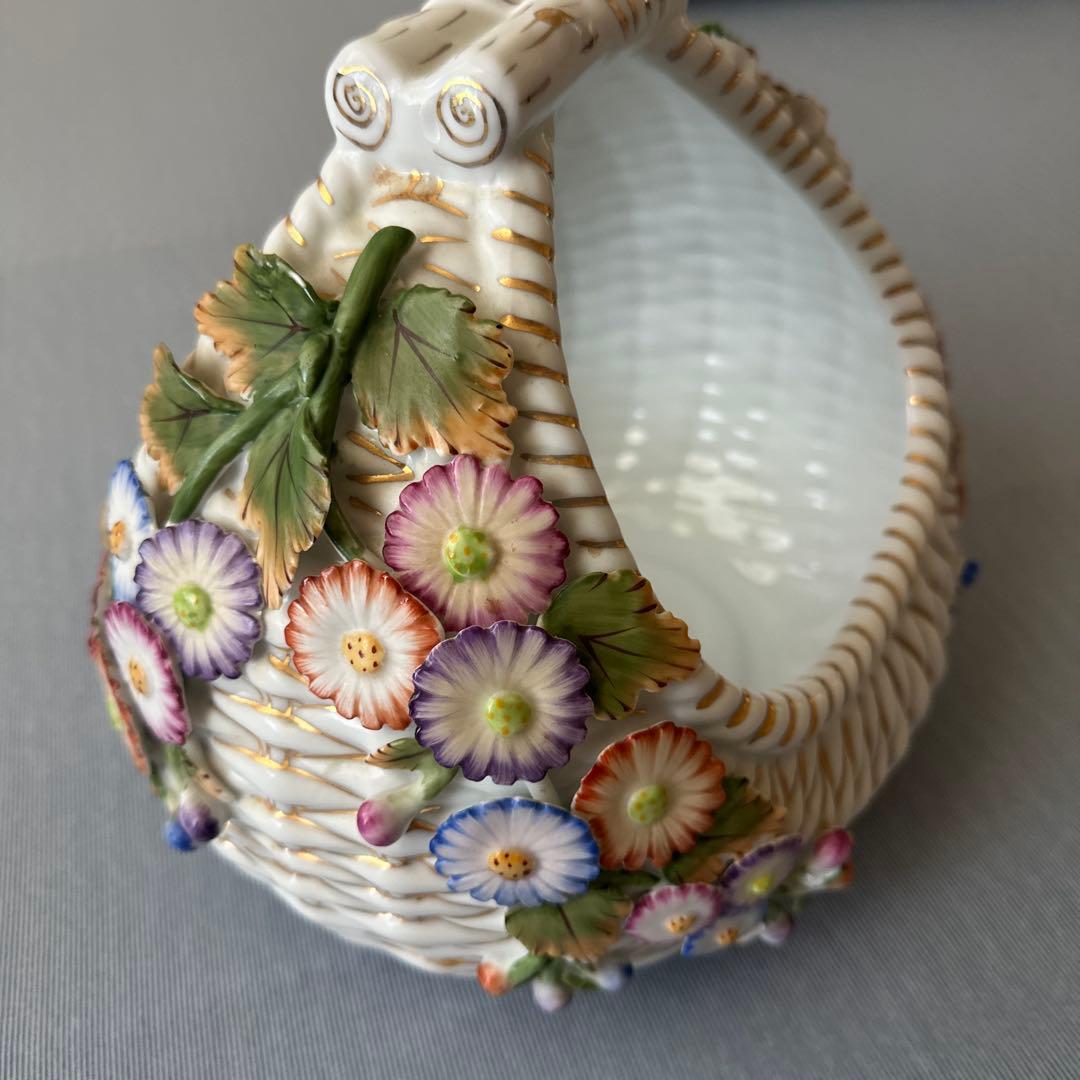 陶器製 花柄バスケット