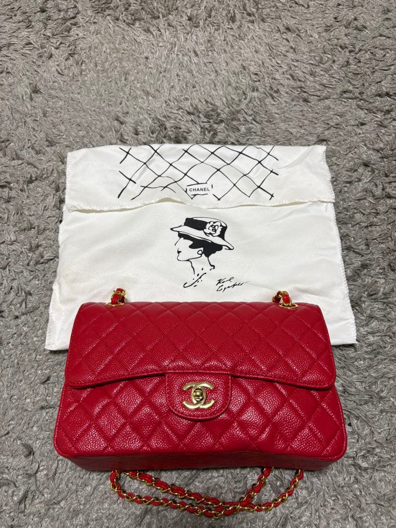 ⑧シャネル　レッド　チェーンバッグ　ノベルティ