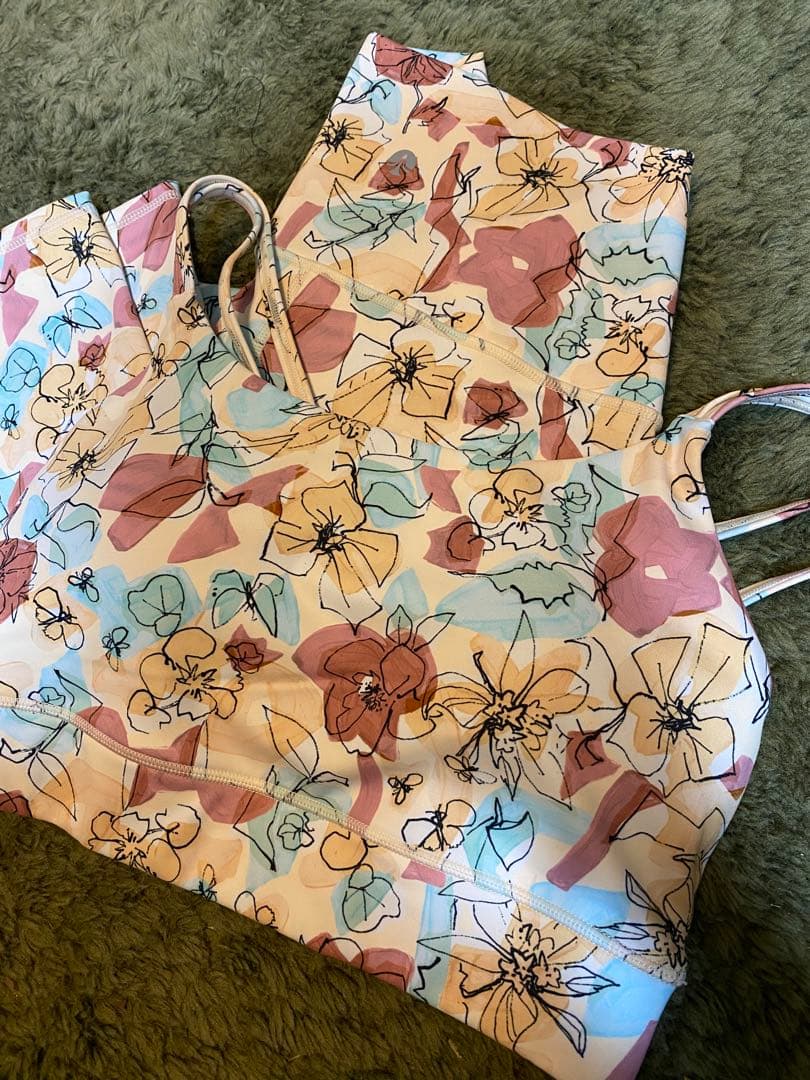 SUKALA ミックスフラワー ブラトップ・レギンスセットS オレンジイエロー