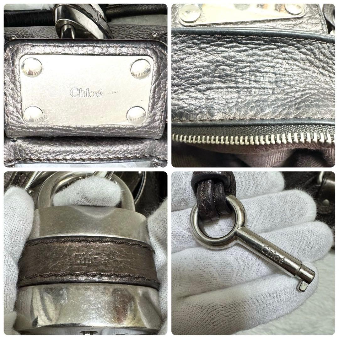 Chloe クロエ パディントン ハンドバッグ 南京錠 鍵付 ブロンズ系