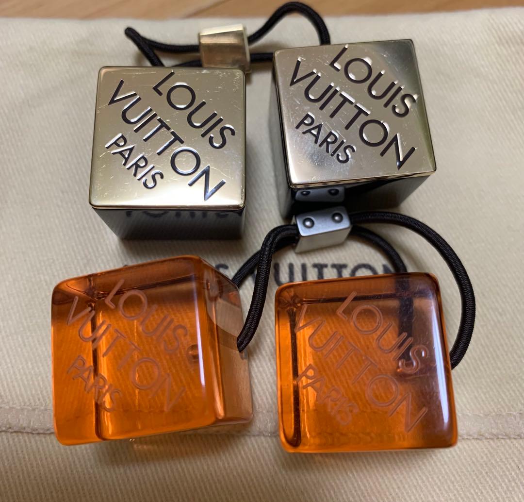 LOUIS VUITTON ヘアゴム キューブ ロゴ ブランド 2個セット