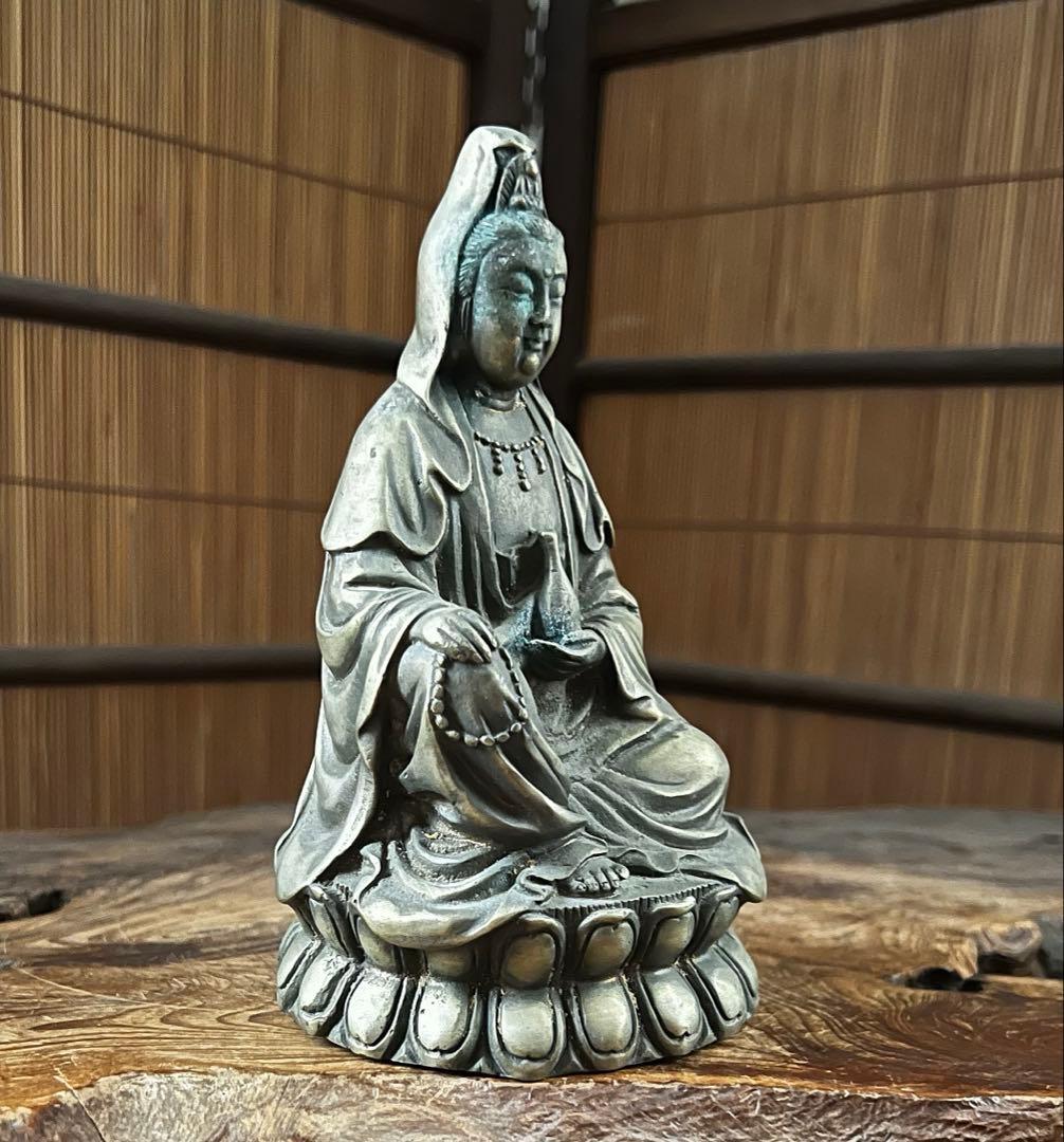 中国仏教美術 古黄銅 観音像 仏像 大明宣徳年製