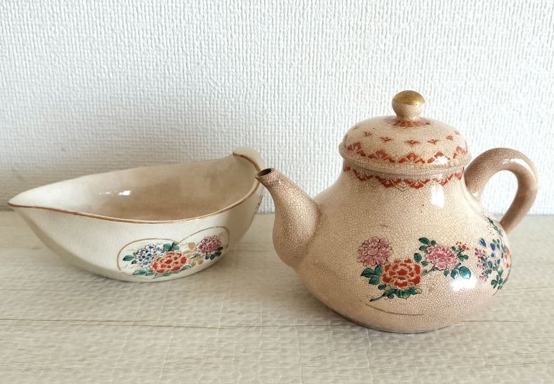 お値下げしました、薩摩焼　急須湯冷ましセット　東郷寿勝作