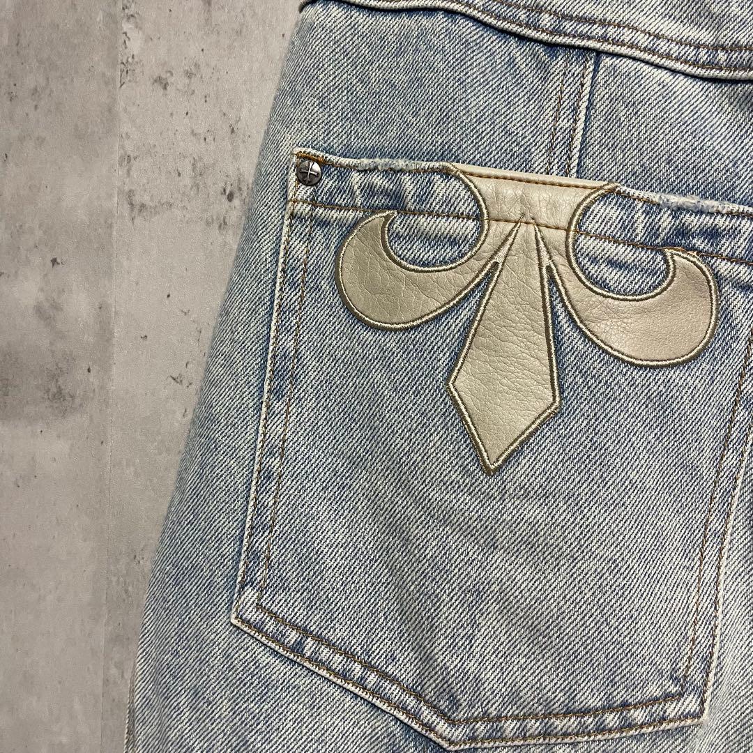 SUPPLIER サプライヤー クロスレザーパッチ　バギーデニムパンツ