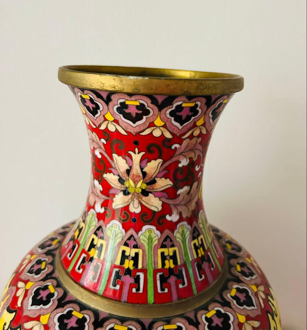 中国美術　七宝大花瓶　高さ39cm