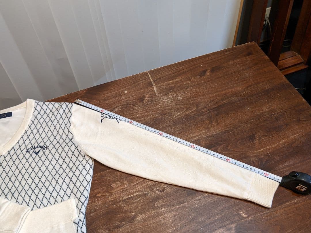 キャロウェイ　バイヤスチェック　裏地　vネック　ニット　セーター　トレーナー　白