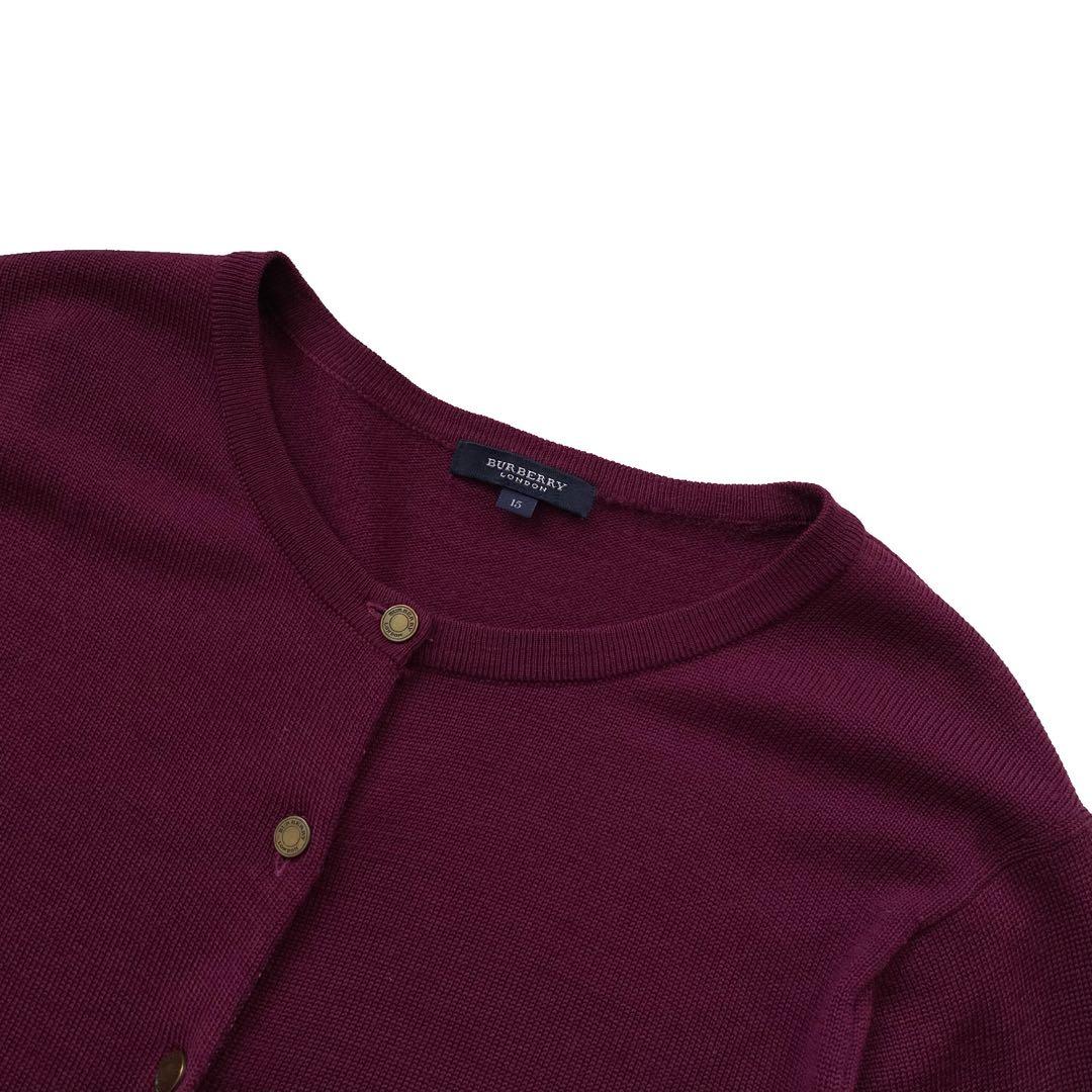 バーバリー ロンドン ノバチェック ロゴ刺繍 ニット カーディガン 15 大きい