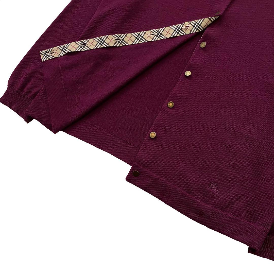 バーバリー ロンドン ノバチェック ロゴ刺繍 ニット カーディガン 15 大きい