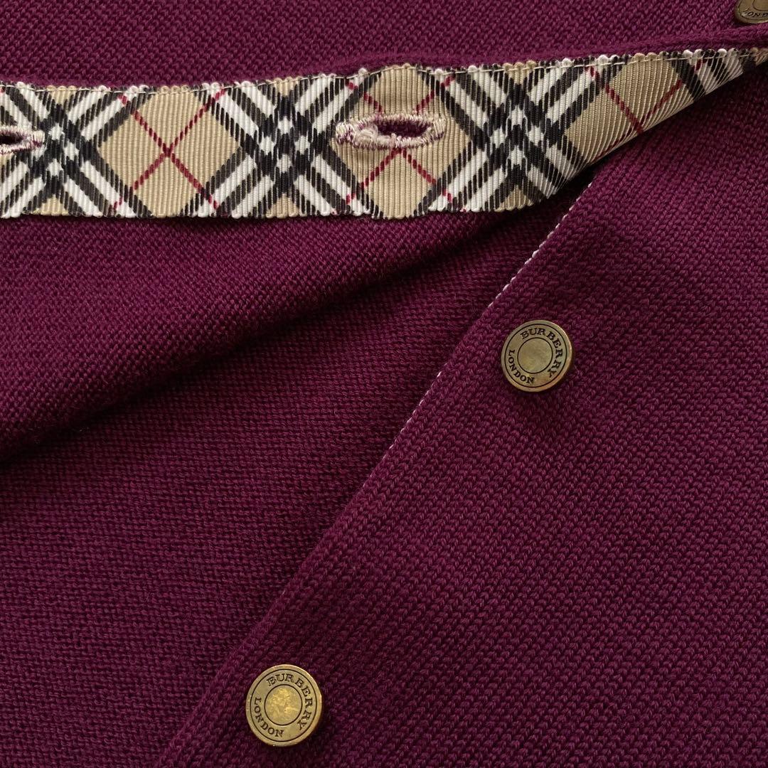 バーバリー ロンドン ノバチェック ロゴ刺繍 ニット カーディガン 15 大きい