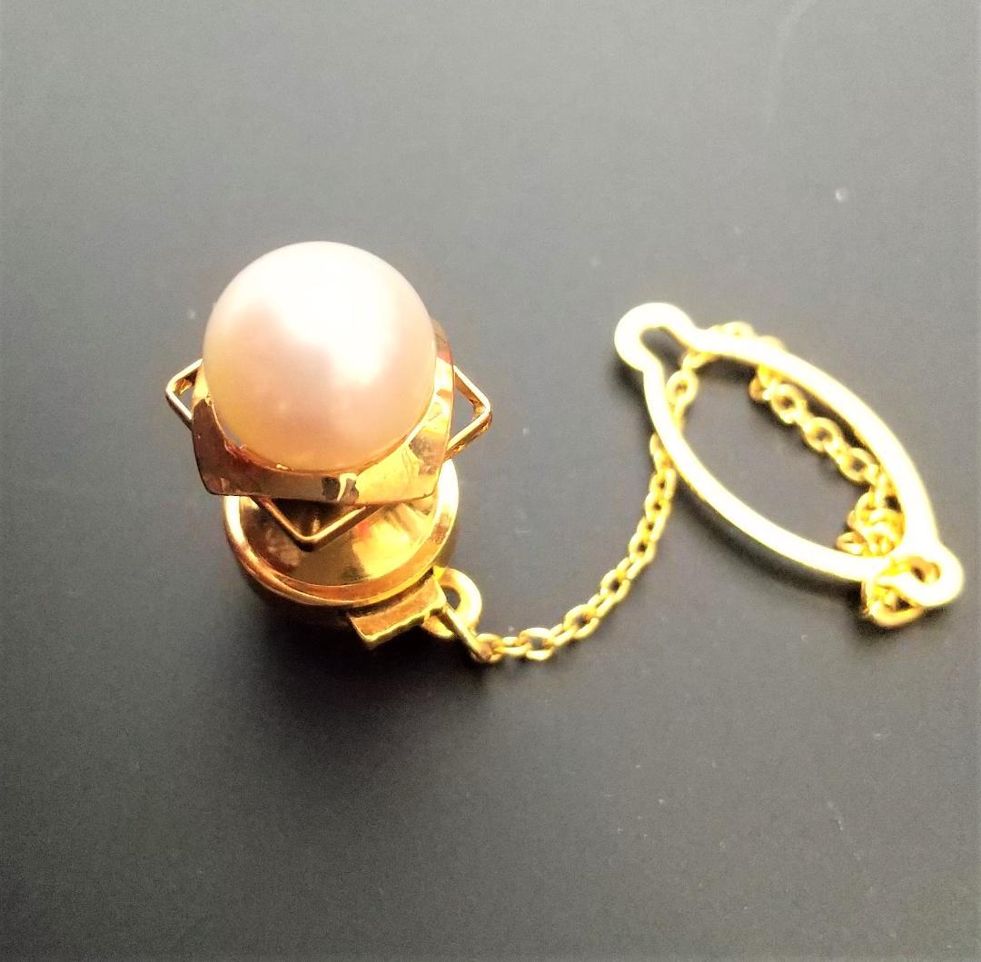 K18　真珠タイタックピン　ネクタイピン