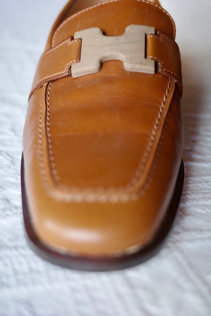 【正規品・極美品】 HERMES ローファー 36.5 木製Hバックル 箱付き