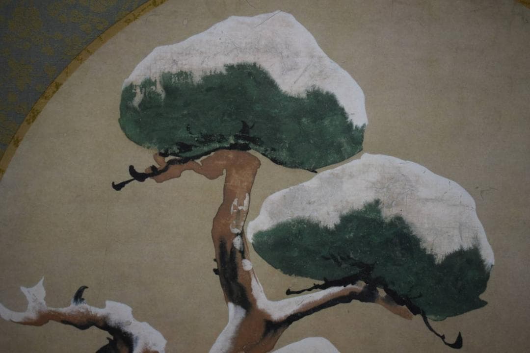 複製/尾形乾山/松図/丸窓/工芸/布袋屋掛軸HH-84