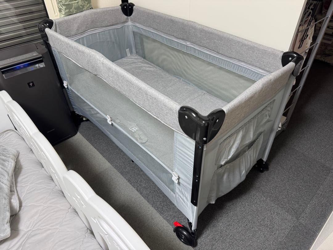 【美品】プレイヤード 折りたたみ ベビーサークル添い寝対応 マット付き 組立簡単