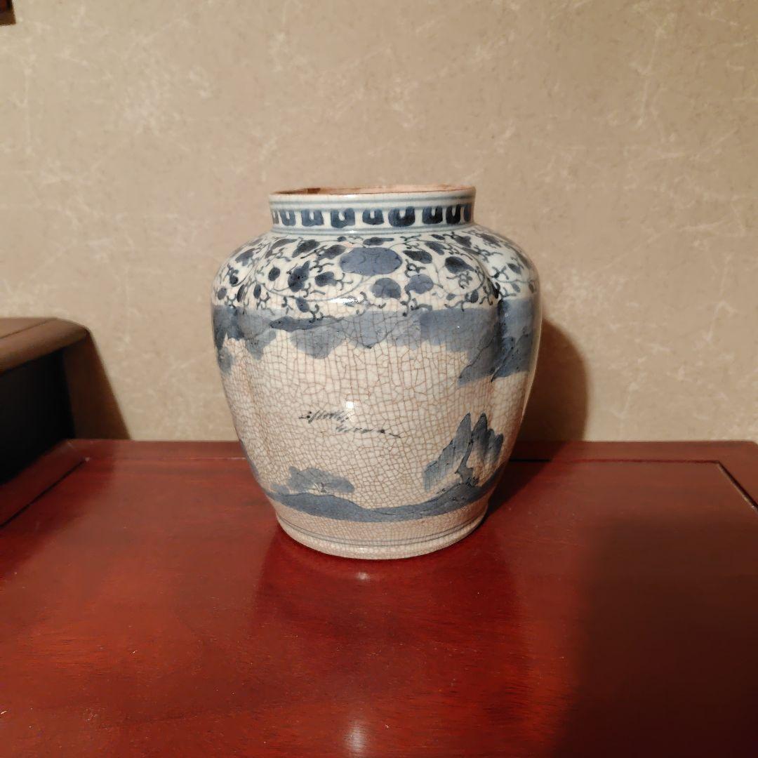 古伊万里 染付 山水図 壺