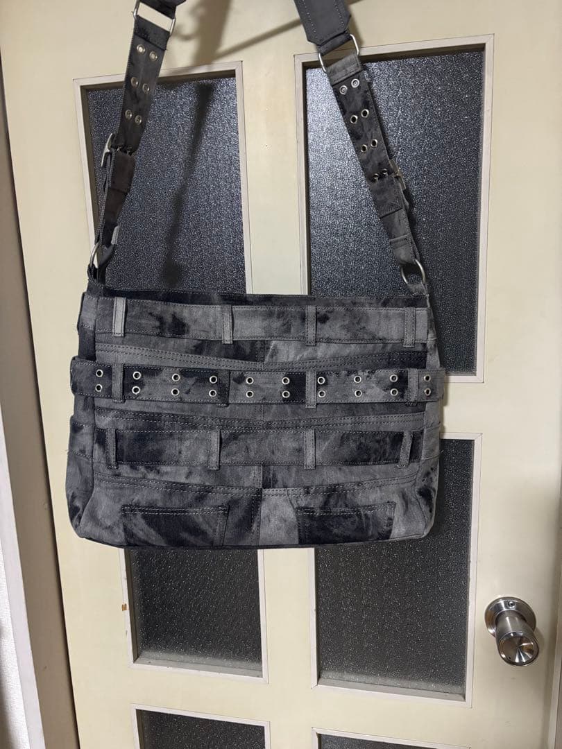 【GRANCY】クレイジーレイヤードデニムパンツデザインショルダーバッグ グレー