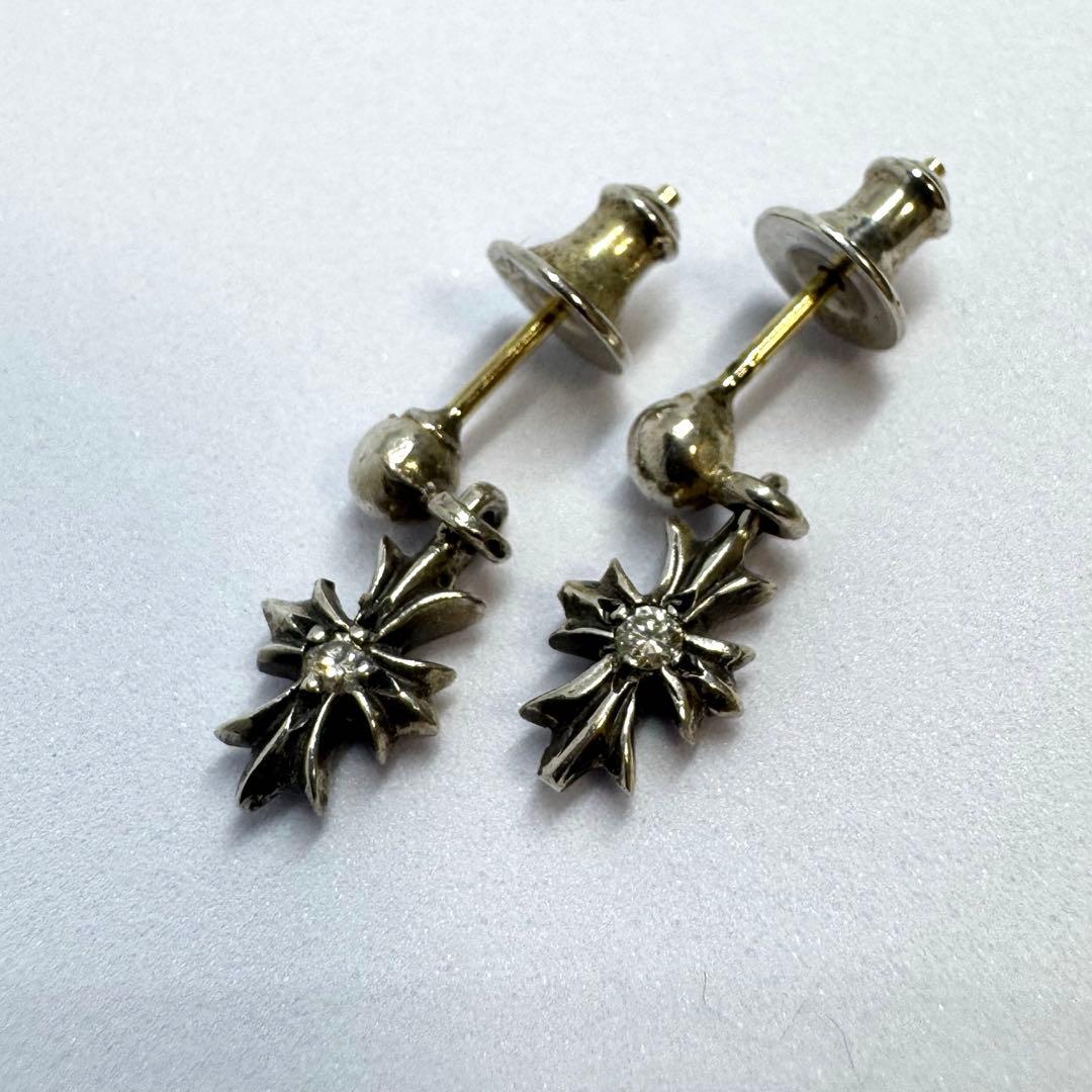 クロムハーツ タイニーECHプラスドロップピアスwithダイヤモンド