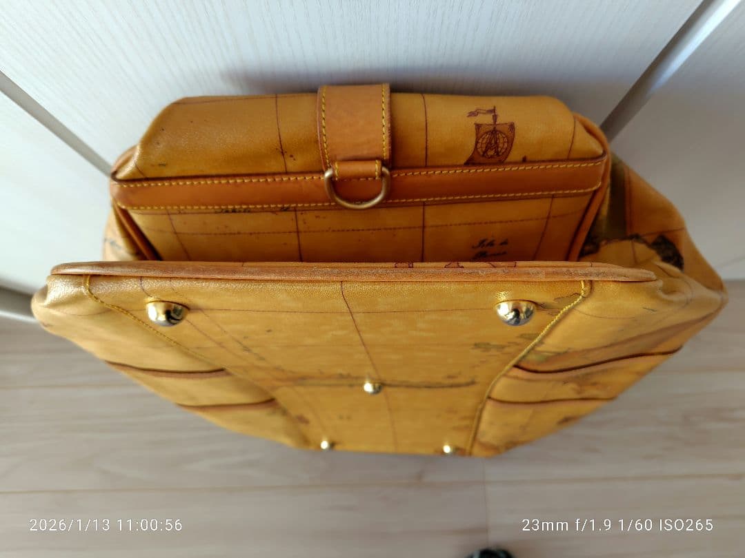 プリマクラッセ　地図柄 レザー ボストンバッグ