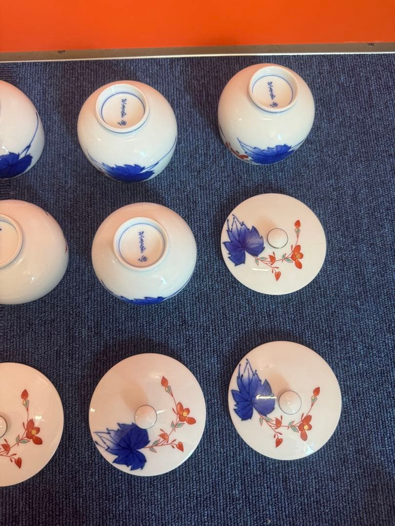 2030 香藺社　相思花　湯呑蓋付　6客　未使用