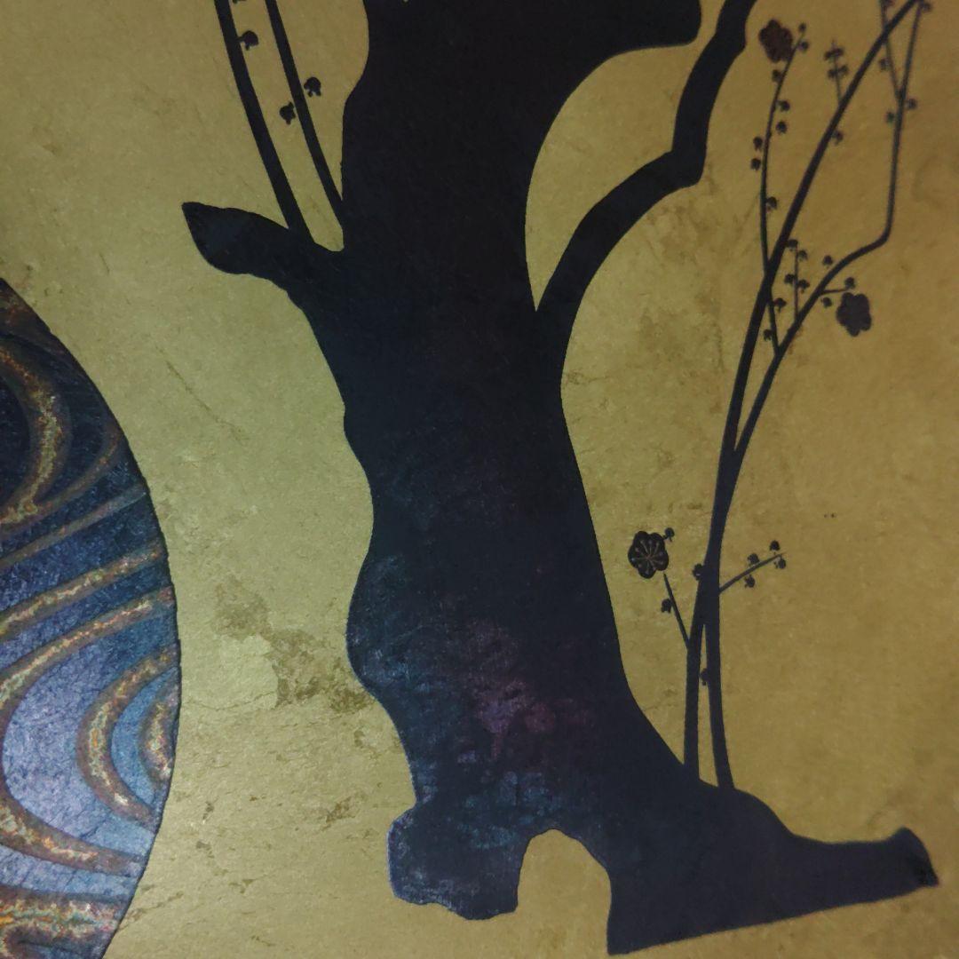 漆アート　金箔　白梅　紅梅